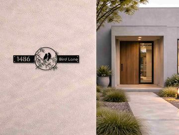 The Love Birds Metal House Number - MET - AL