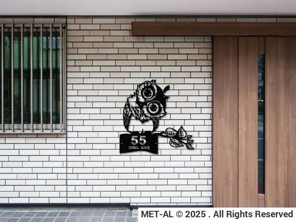 The Owl Metal House Number - MET - AL