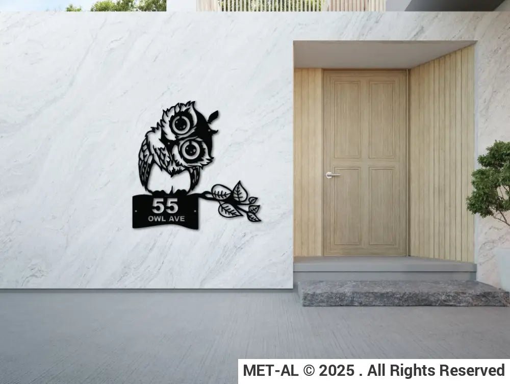The Owl Metal House Number - MET - AL