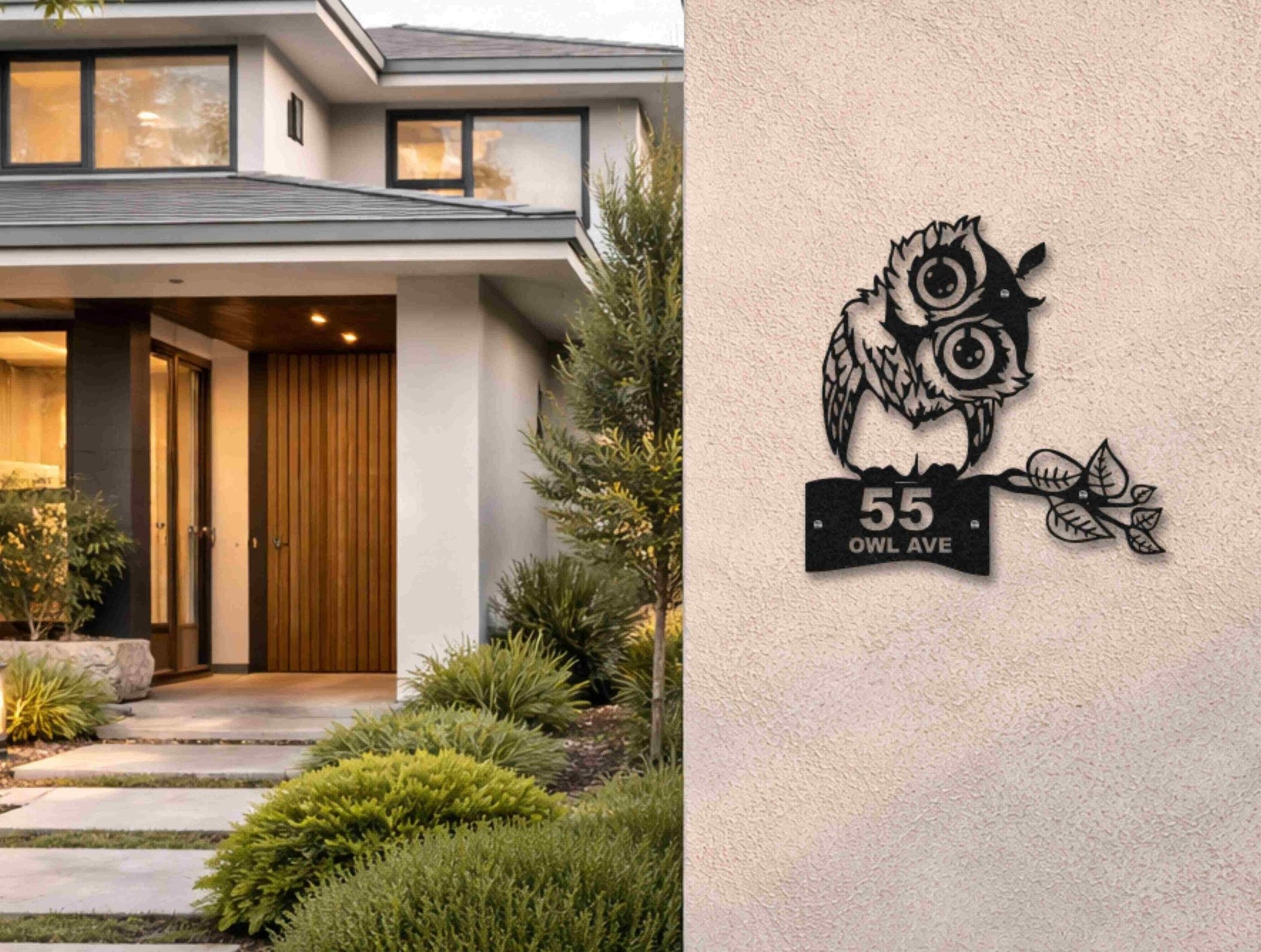The Owl Metal House Number - MET - AL