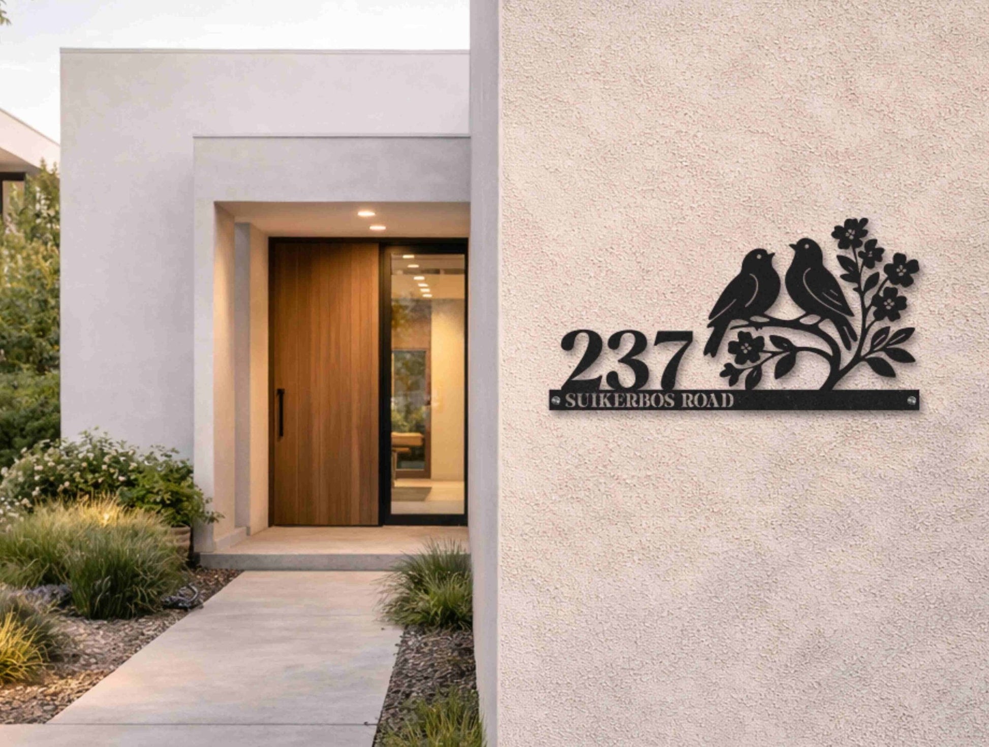 The Perched Birds Metal House Number - MET - AL