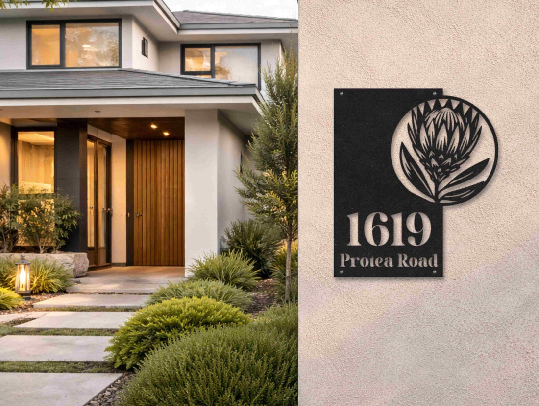 The Protea Metal House Number - MET - AL