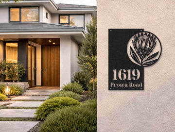 The Protea Metal House Number - MET - AL