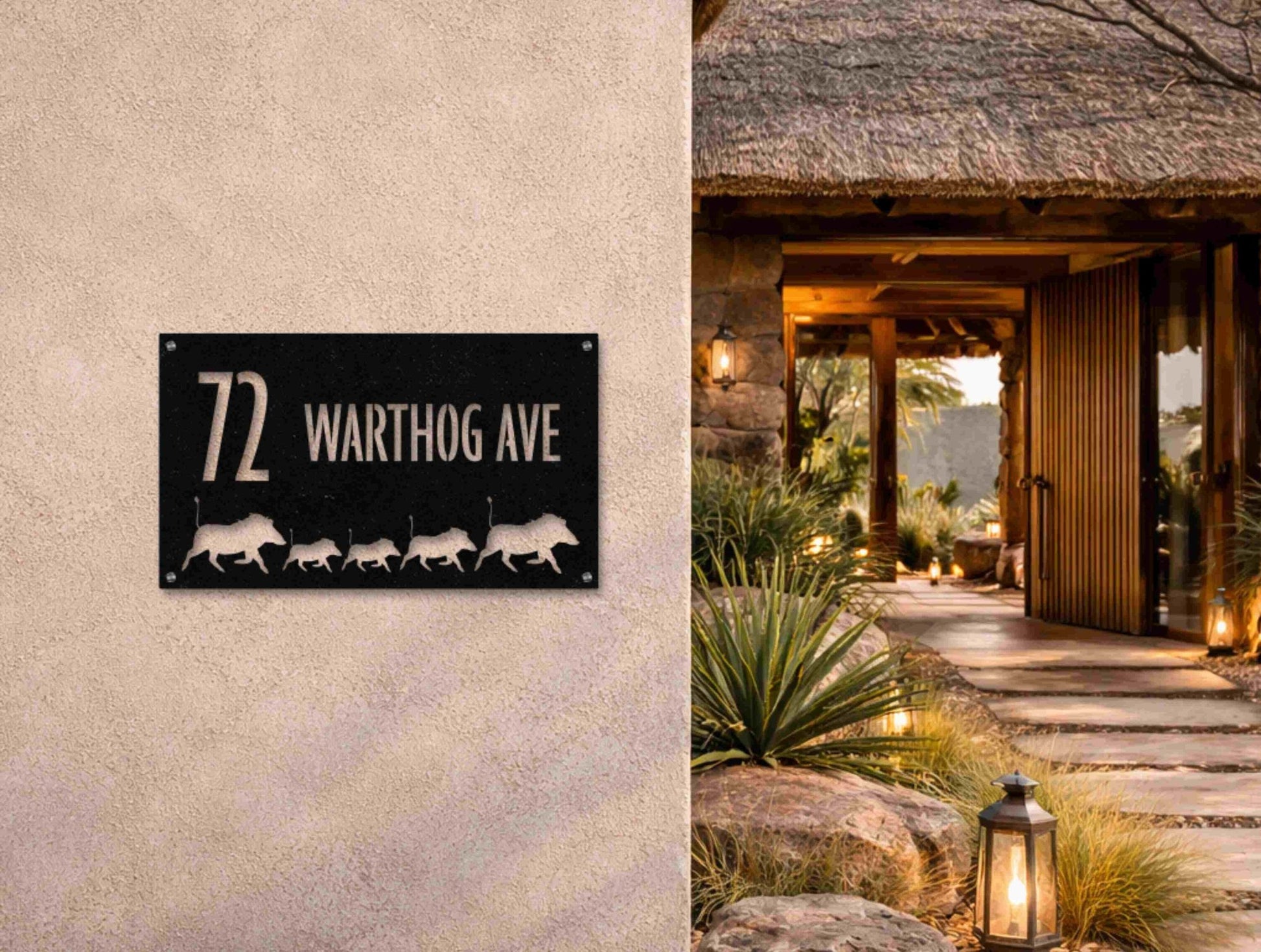 The Warthog Family Metal House Number - MET - AL