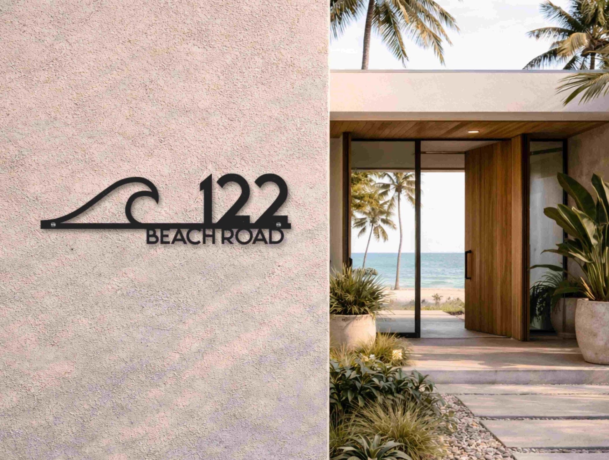 The Wave Metal House Number - MET - AL