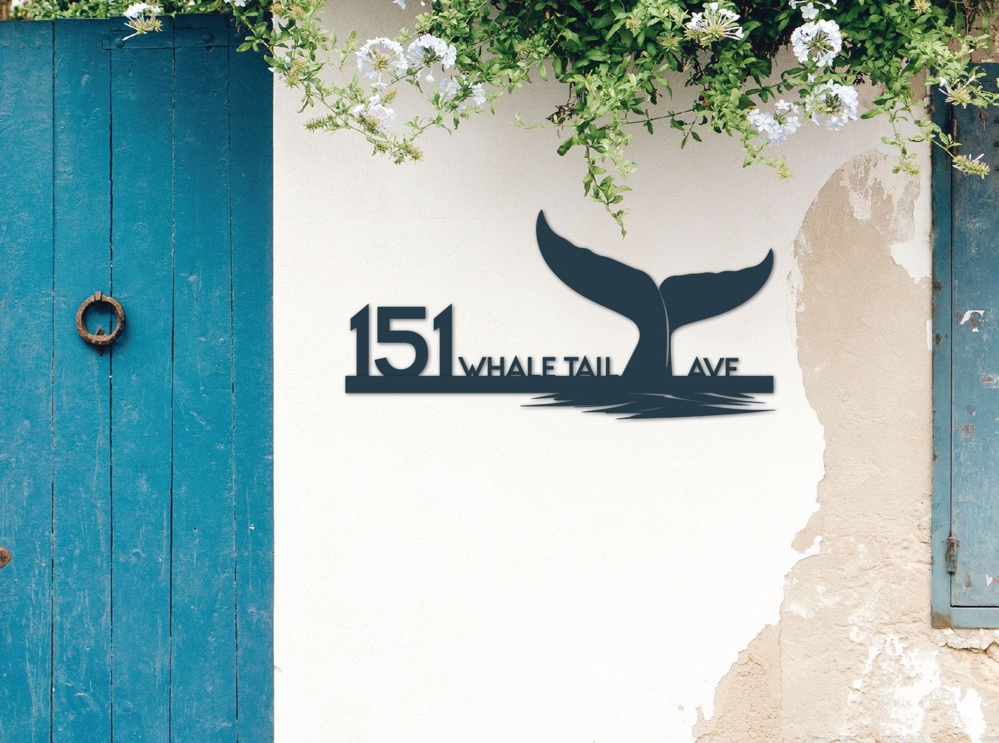 The Whale Tail Metal House Number - MET - AL