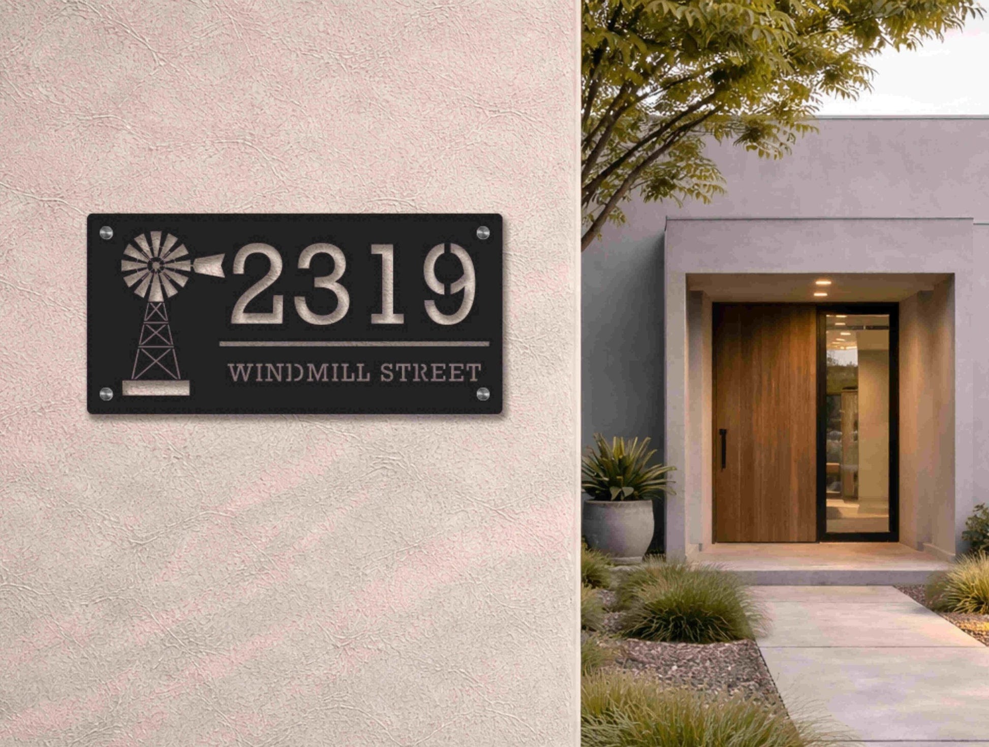 The Windmill Metal House Number - MET - AL