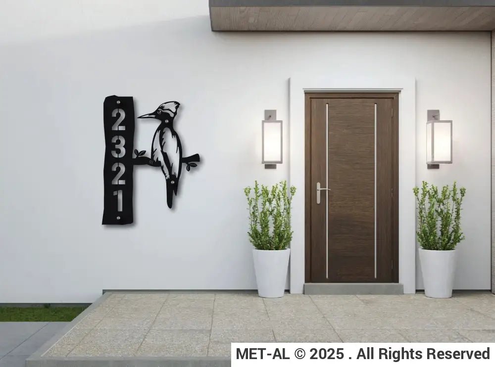 The Woodpecker Metal House Number - MET - AL