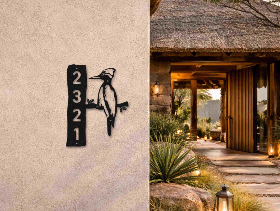 The Woodpecker Metal House Number - MET - AL