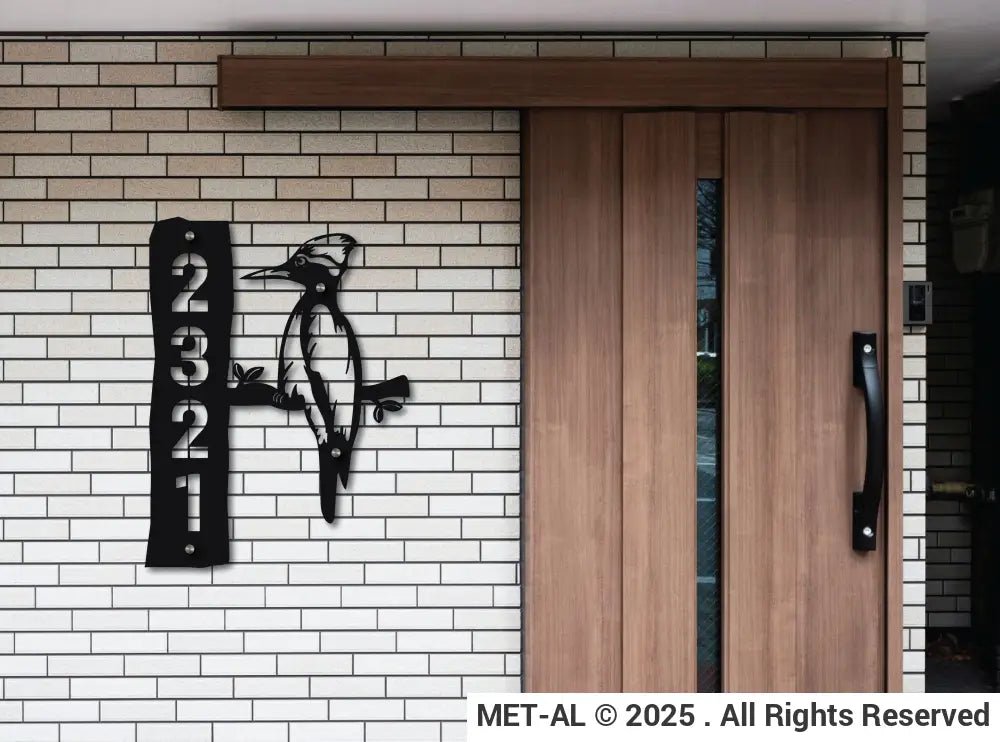 The Woodpecker Metal House Number - MET - AL