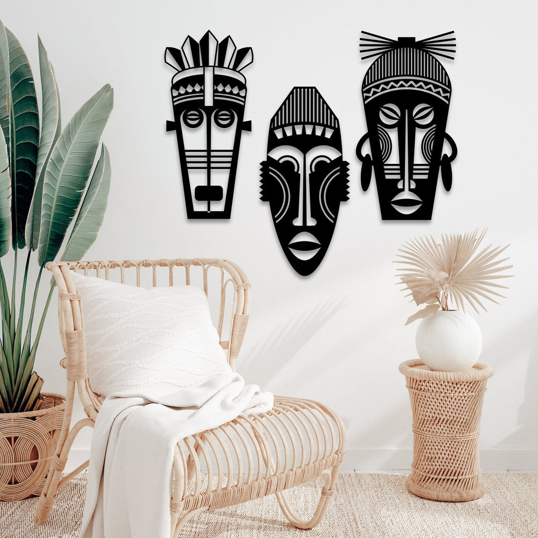 Tribal Masks Metal Wall Art - MET - AL