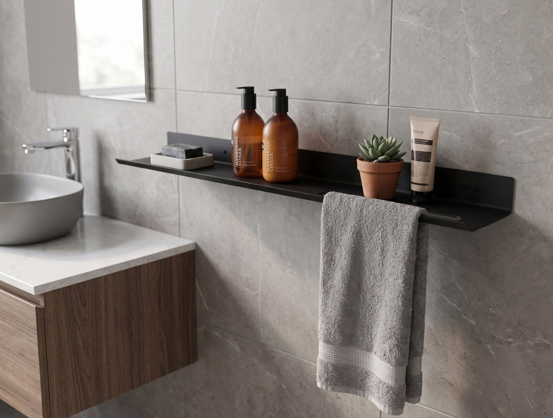 Zenith Bathroom Shelf & Hand Towel Rail - MET-AL